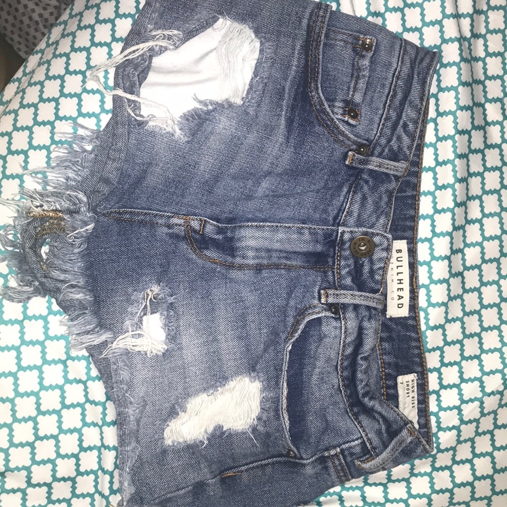 jean shorts.